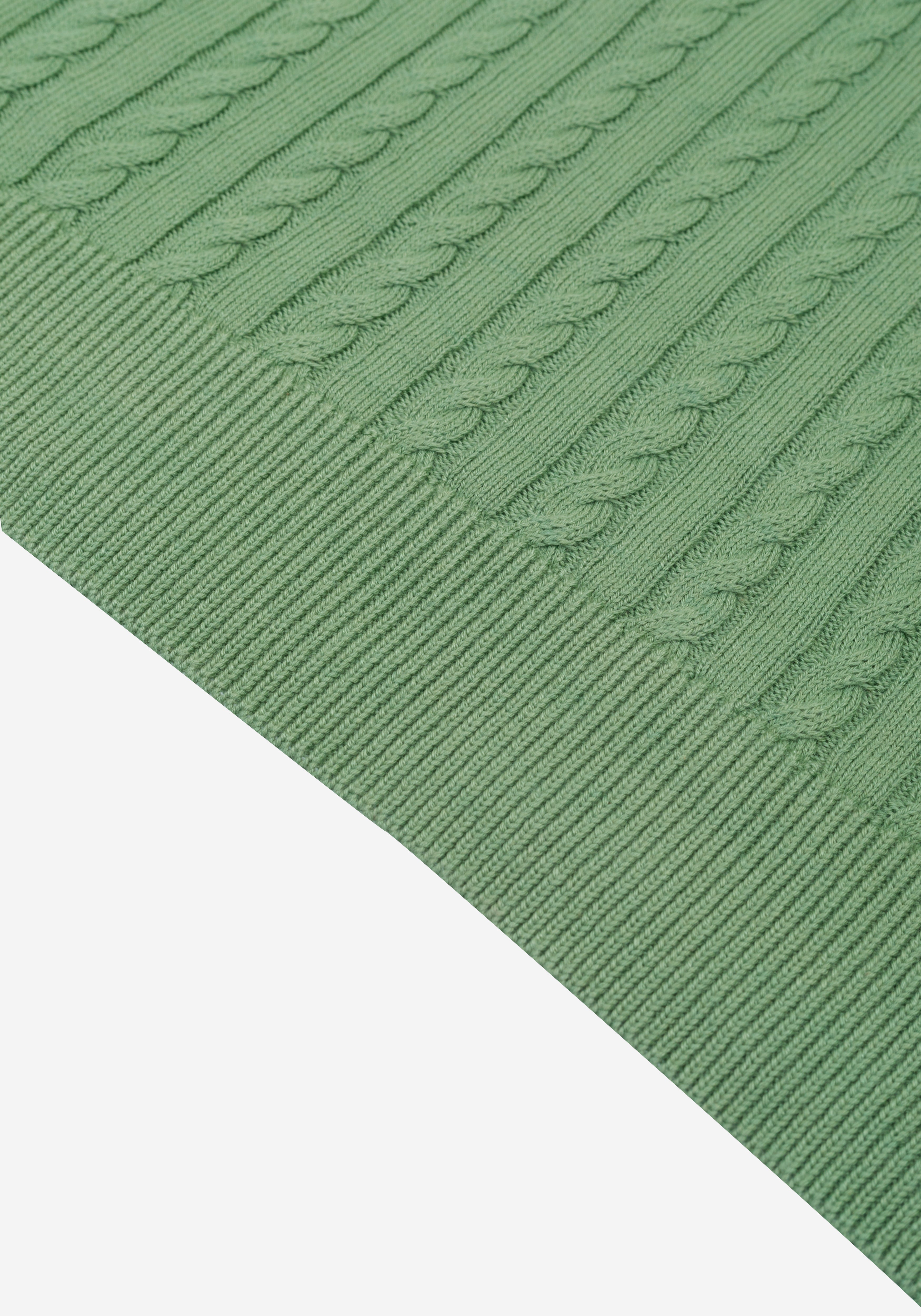 Bud Green Braided Knitted Polo Shirt