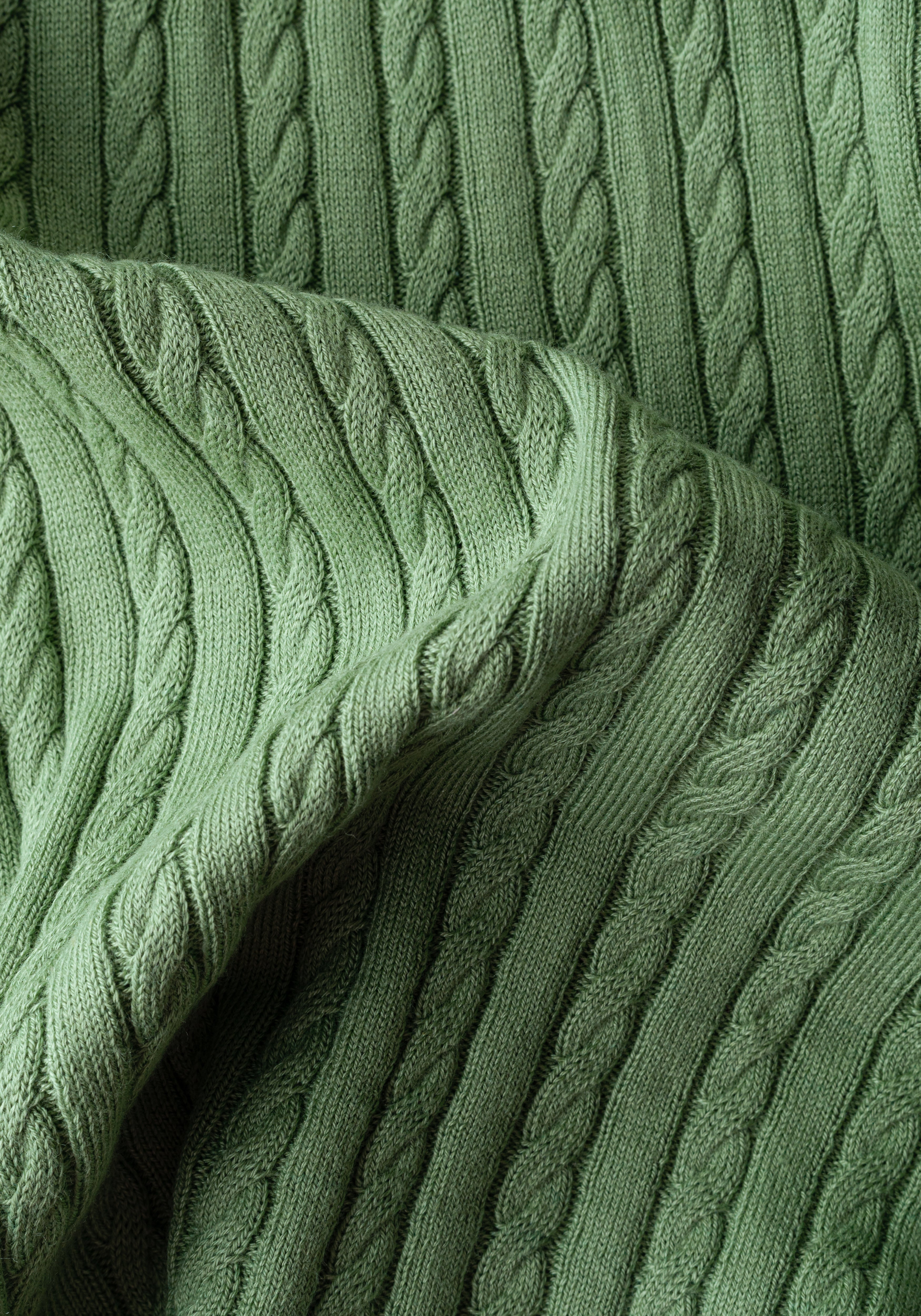 Bud Green Braided Knitted Polo Shirt