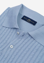 Airy Blue Braided Knitted Polo Shirt