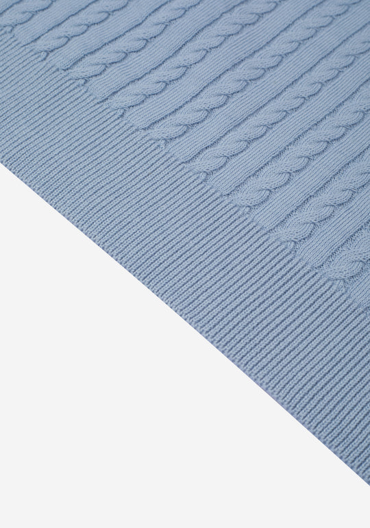 Airy Blue Braided Knitted Polo Shirt