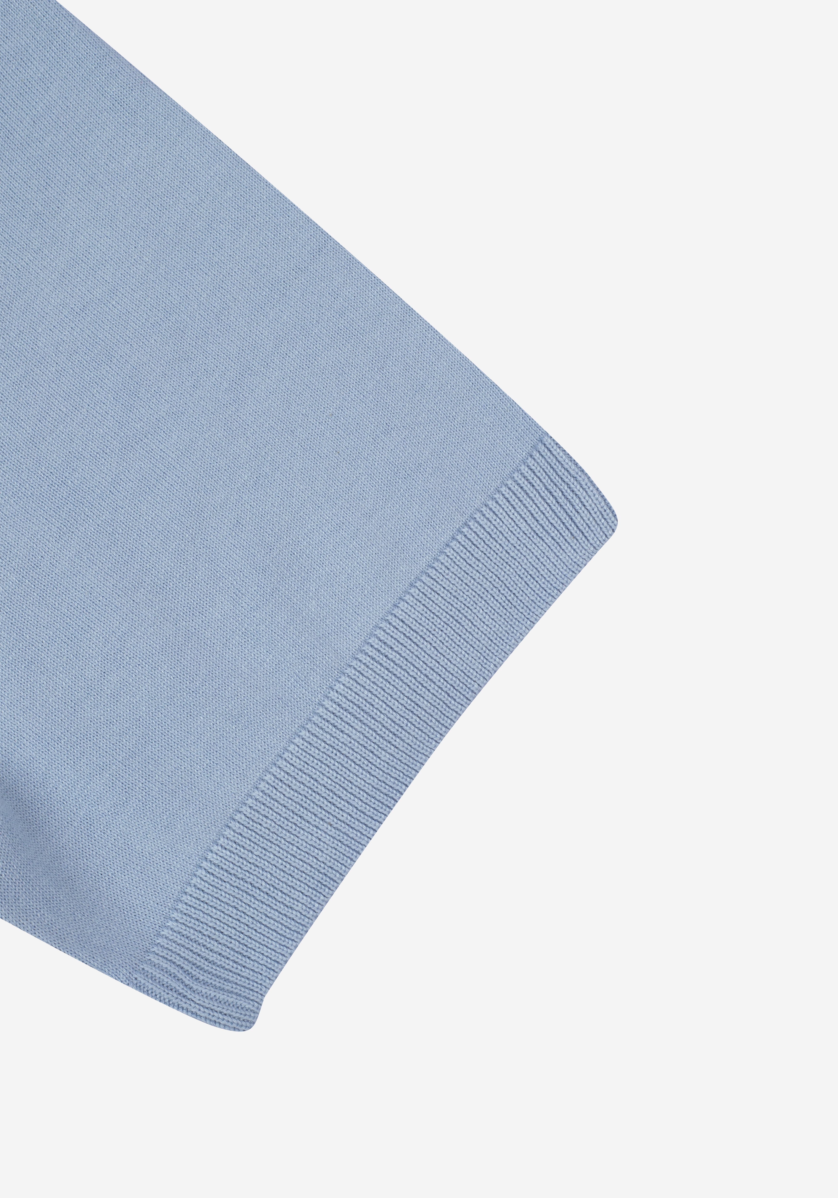 Airy Blue Braided Knitted Polo Shirt