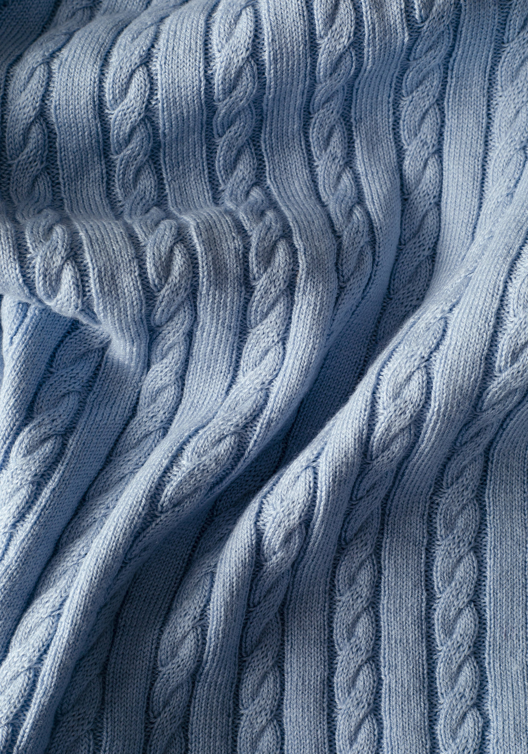 Airy Blue Braided Knitted Polo Shirt