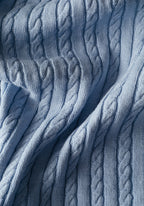 Airy Blue Braided Knitted Polo Shirt