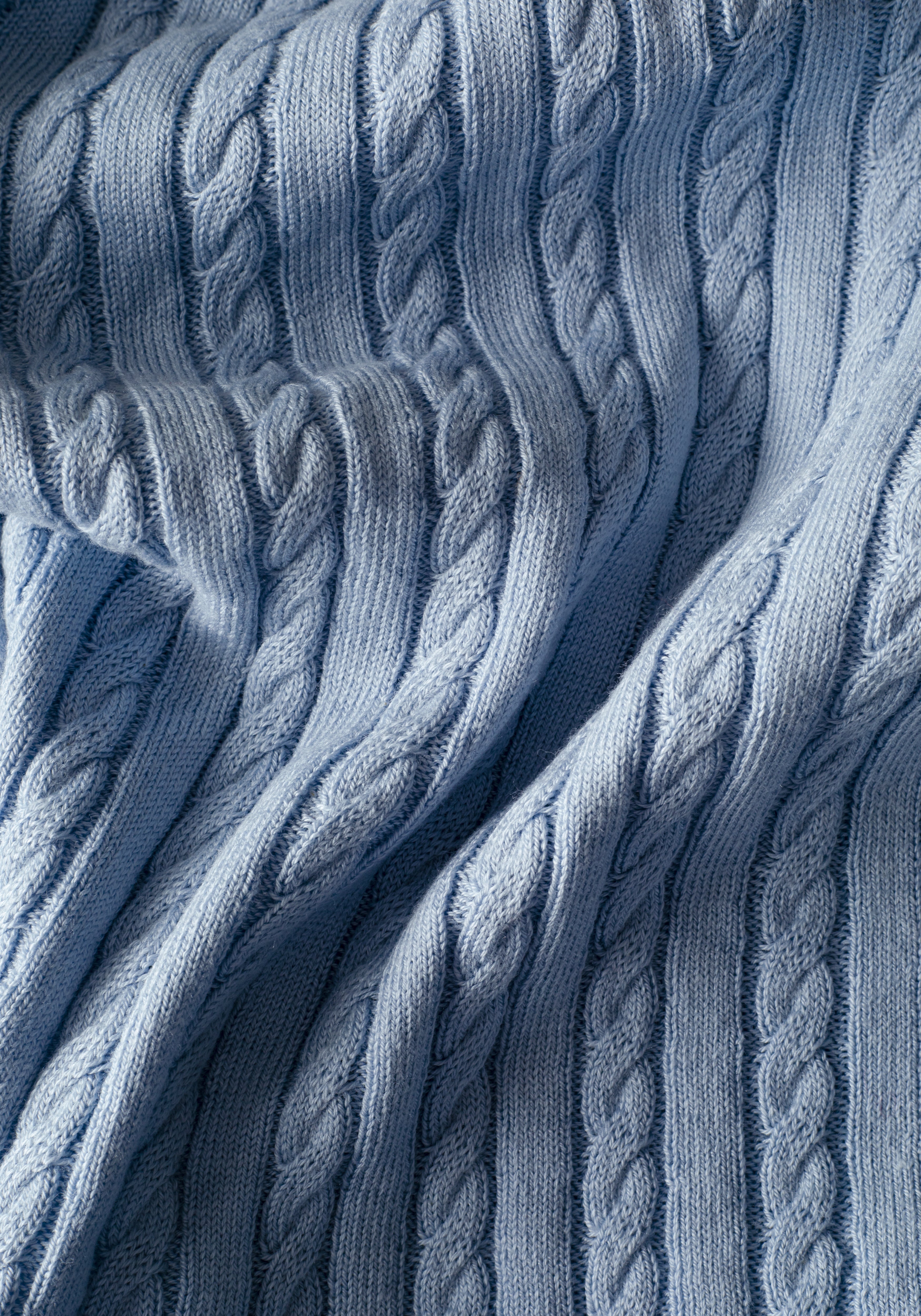 Airy Blue Braided Knitted Polo Shirt