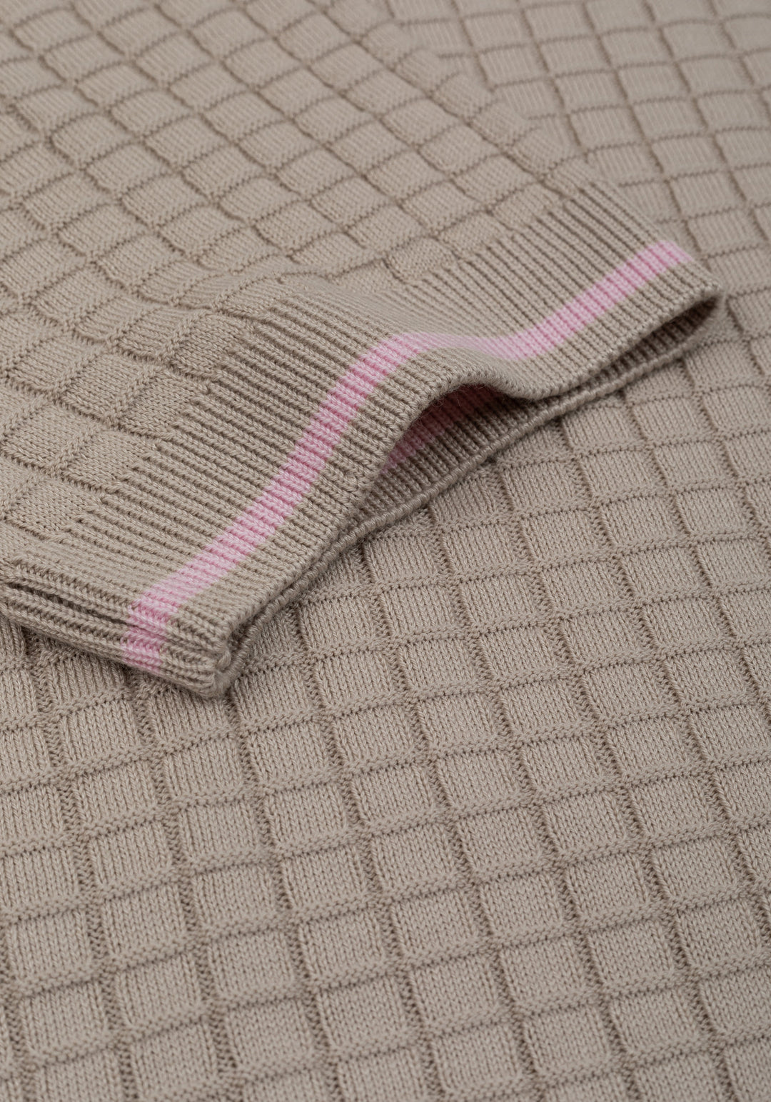 Dune Beige Puckered Knitted Polo Shirt
