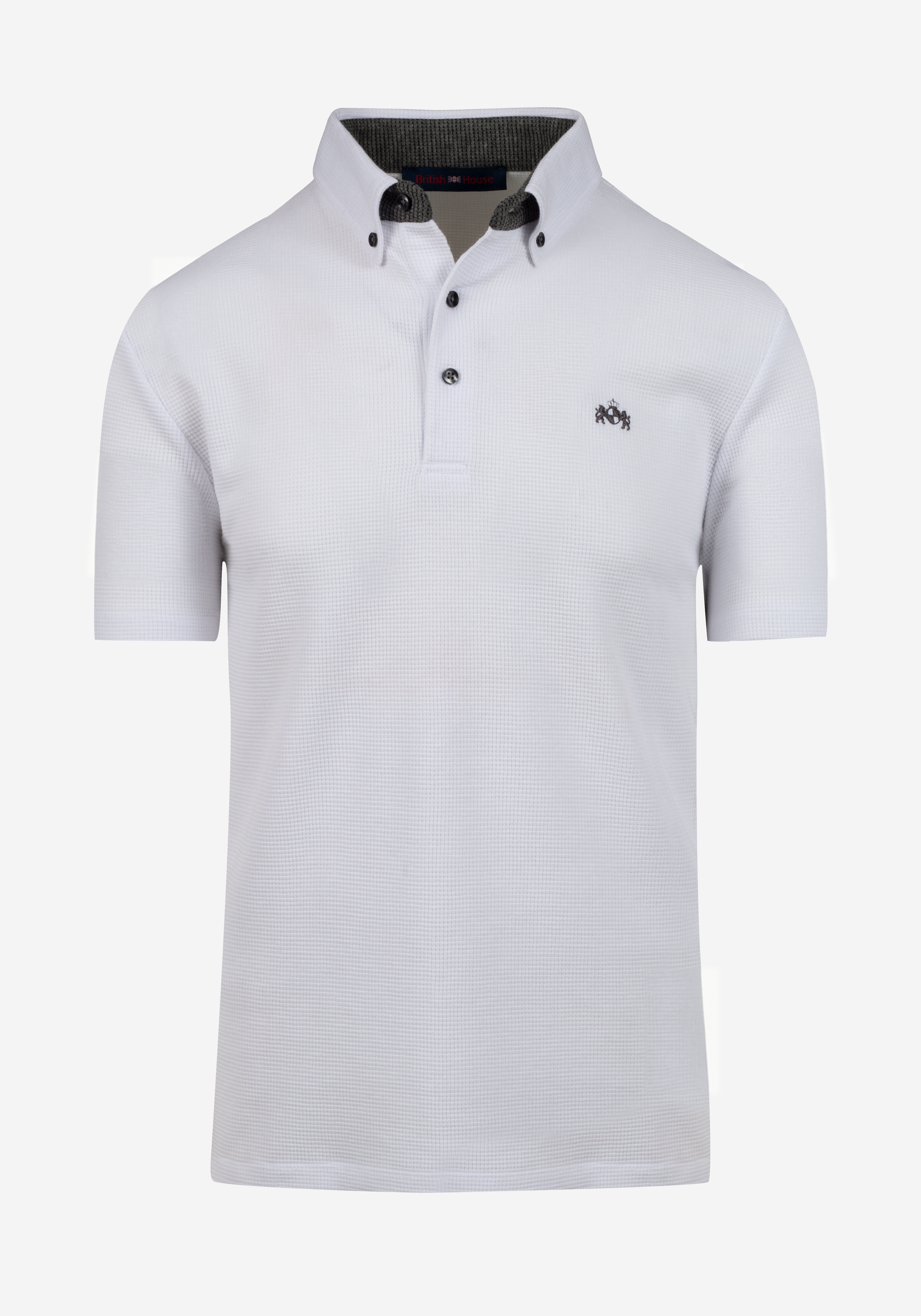 Swan White Cotton Waffle Polo Shirt
