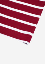 Cardinal Red Stripe Cotton Polo Shirt - Long Sleeve