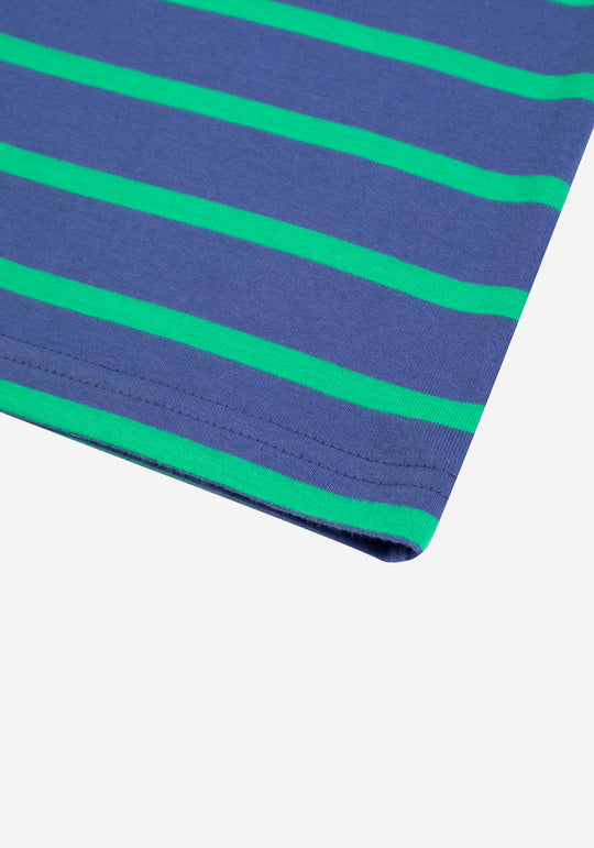 Verdant Navy Stripe Cotton Polo Shirt - Long Sleeve