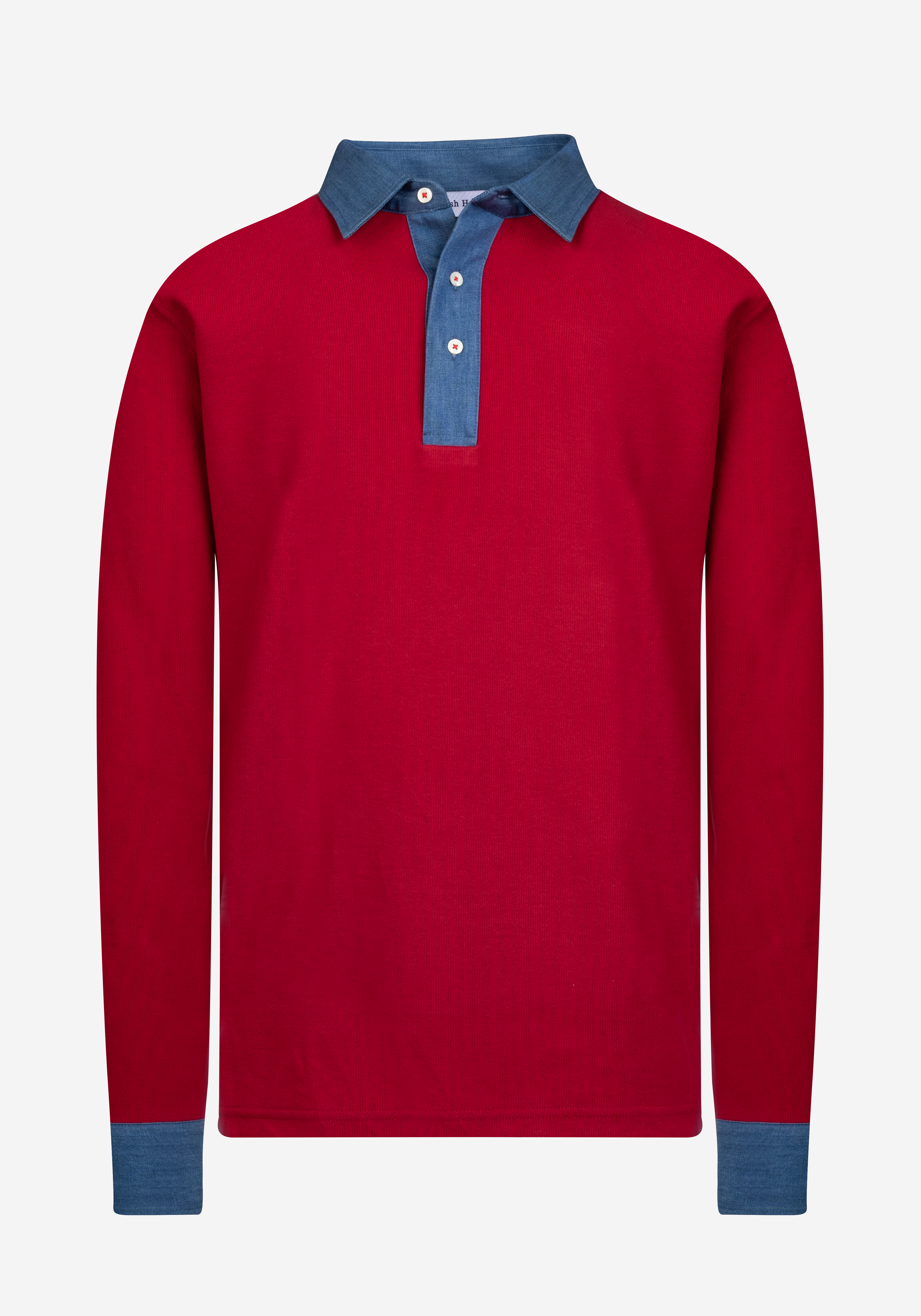 Cardinal Red Cotton Polo Shirt - Long Sleeve