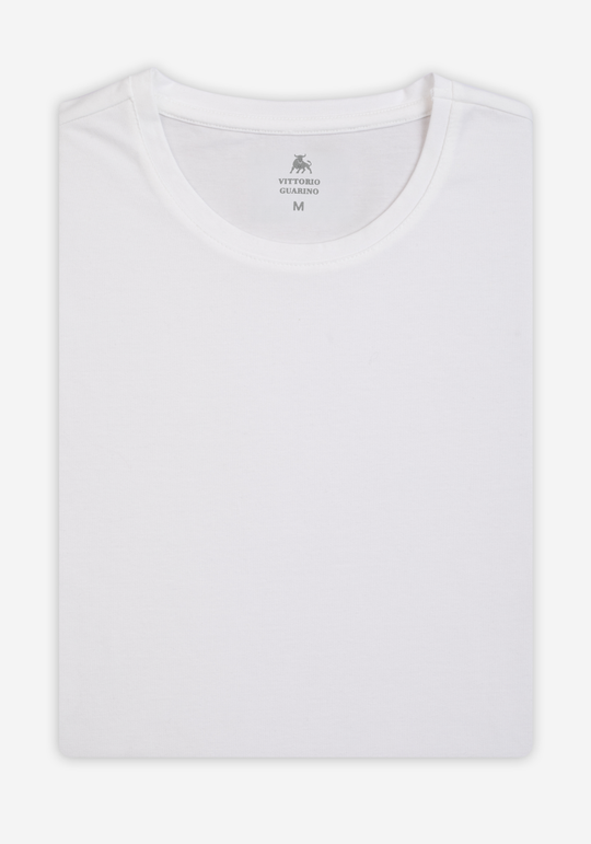 Powder White Cotton Undershirt - Short Sleeve