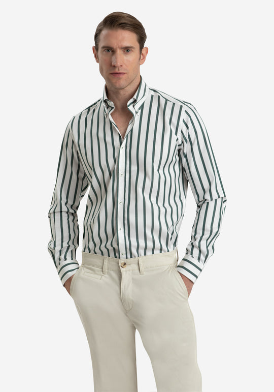 Ivy Green Stripe Signature Twill Shirt