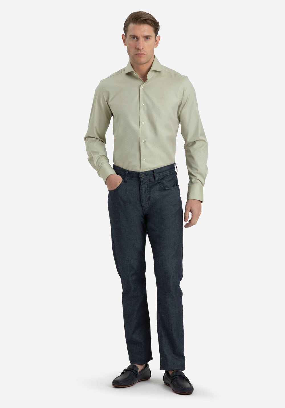 Dune Olive Stripe Signature Twill Shirt