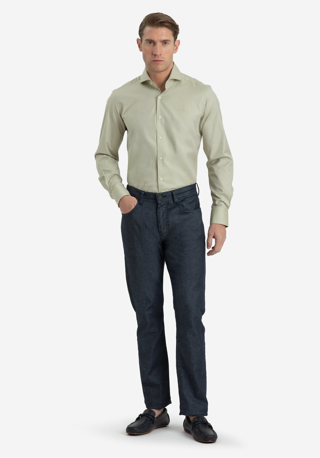 Dune Olive Stripe Signature Twill Shirt