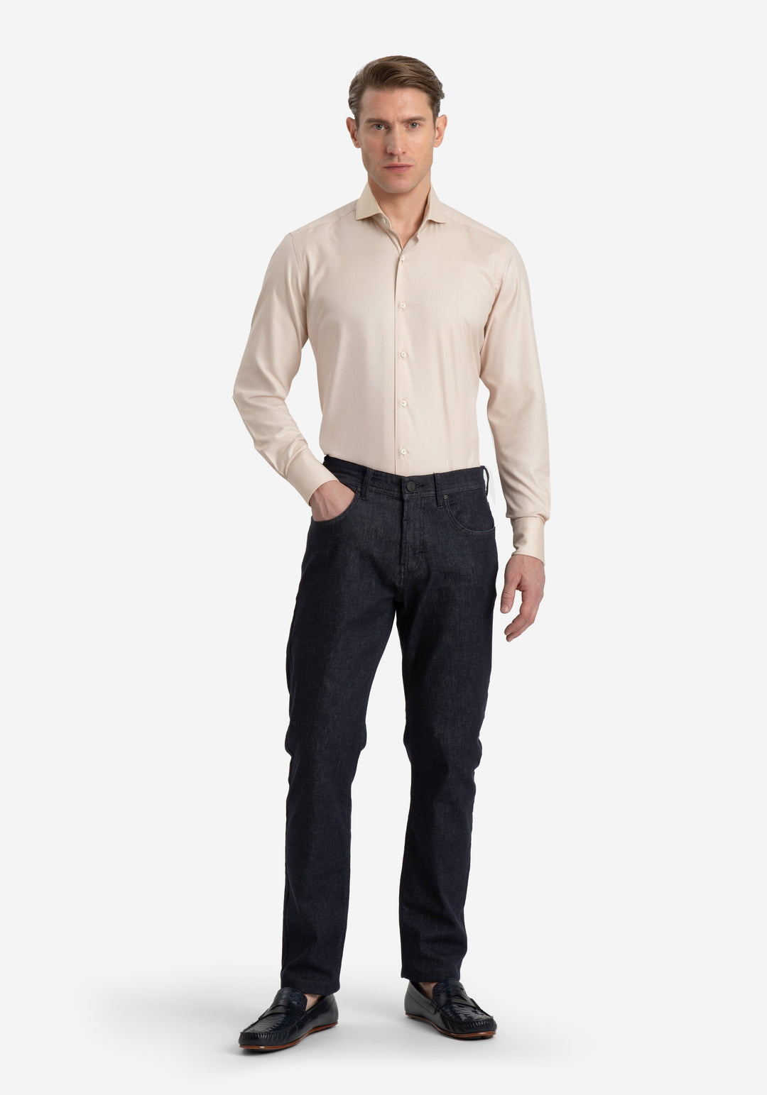 Velour Beige Stripe Signature Twill Shirt