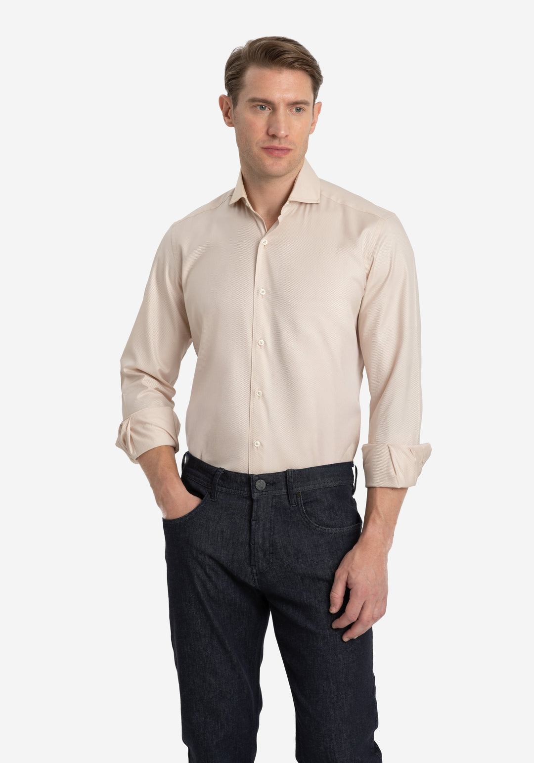 Velour Beige Stripe Signature Twill Shirt