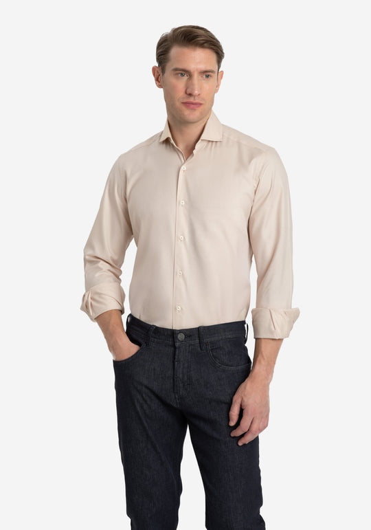 Velour Beige Stripe Signature Twill Shirt