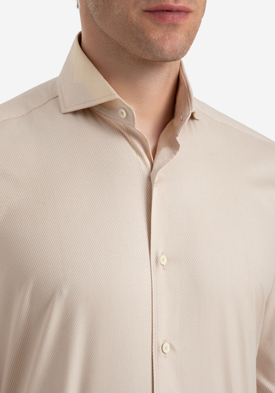 Velour Beige Stripe Signature Twill Shirt