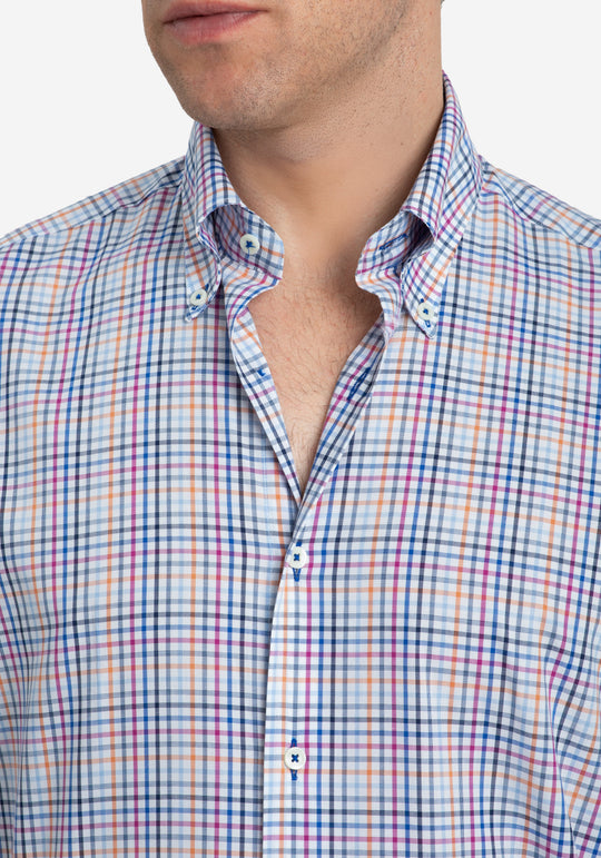 Sunset Blue Checked Oxford Shirt