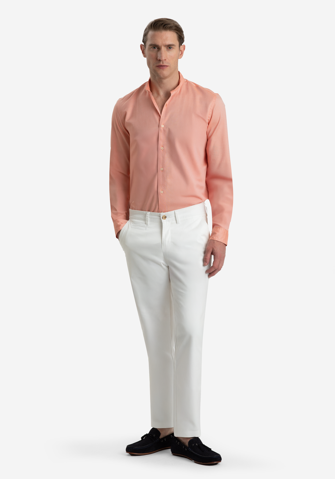 Peach Orange Washed Oxford Shirt