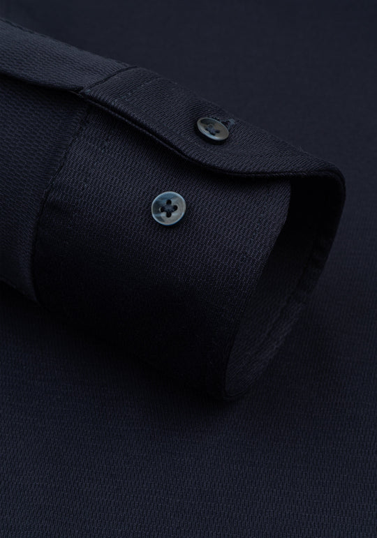 Noir Navy Knitted 4-Way Stretch Shirt