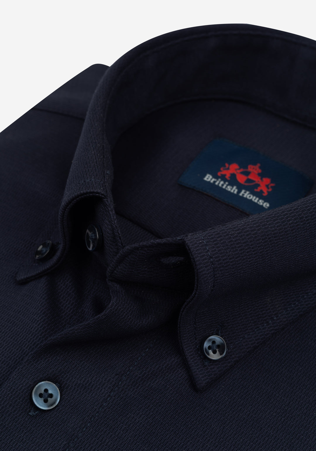 Noir Navy Knitted 4-Way Stretch Shirt