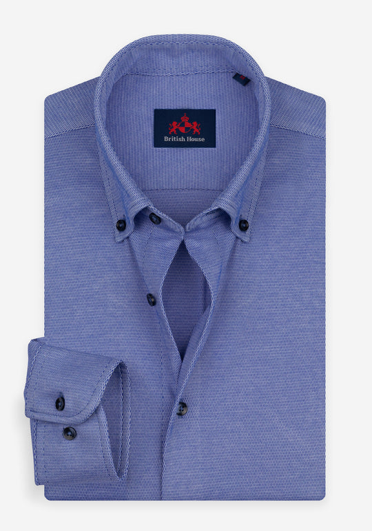 Serene Blue Knitted 4-Way Stretch Shirt