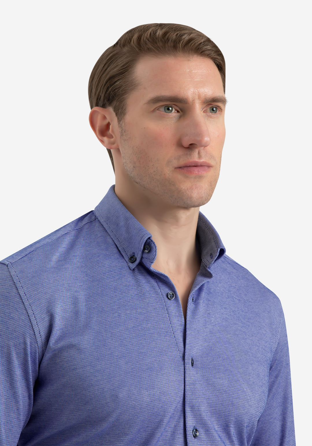 Serene Blue Knitted 4-Way Stretch Shirt