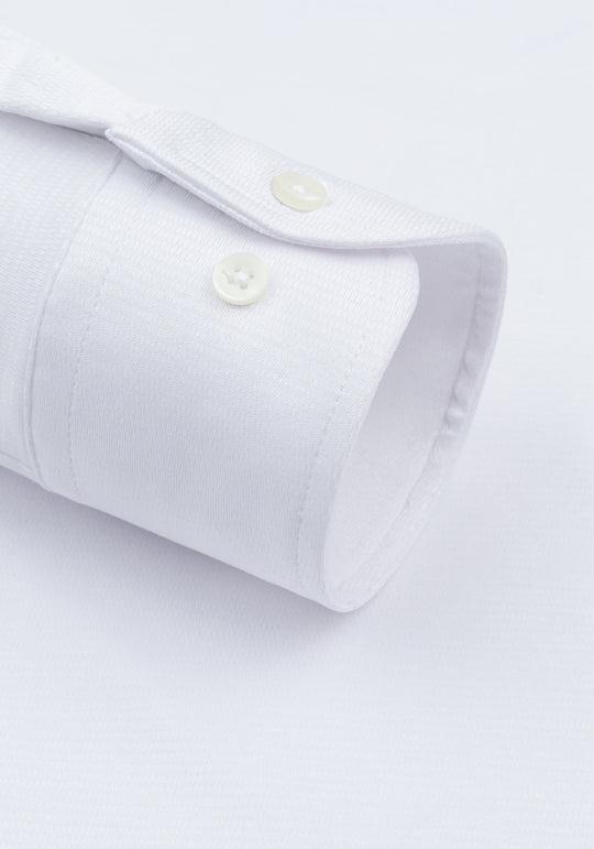 Pure White Knitted 4-Way Stretch Shirt