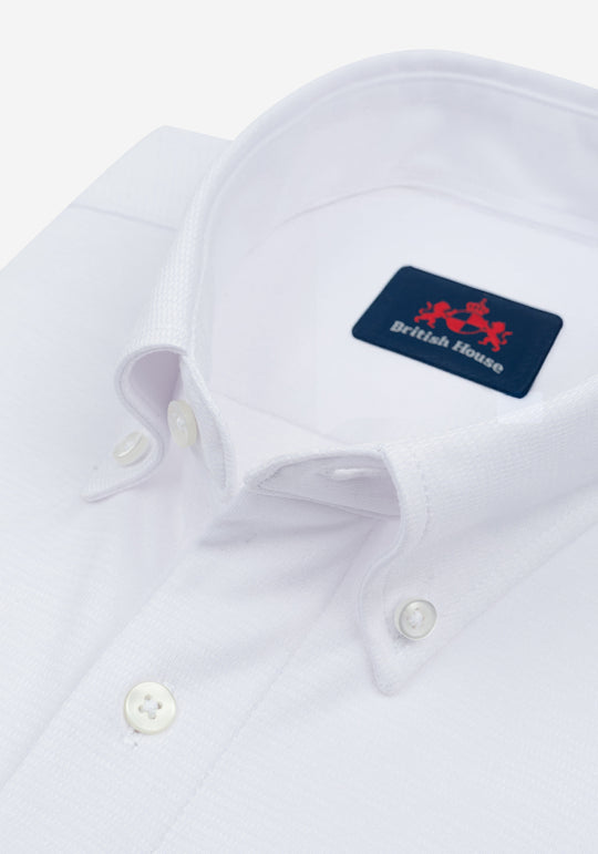Pure White Knitted 4-Way Stretch Shirt