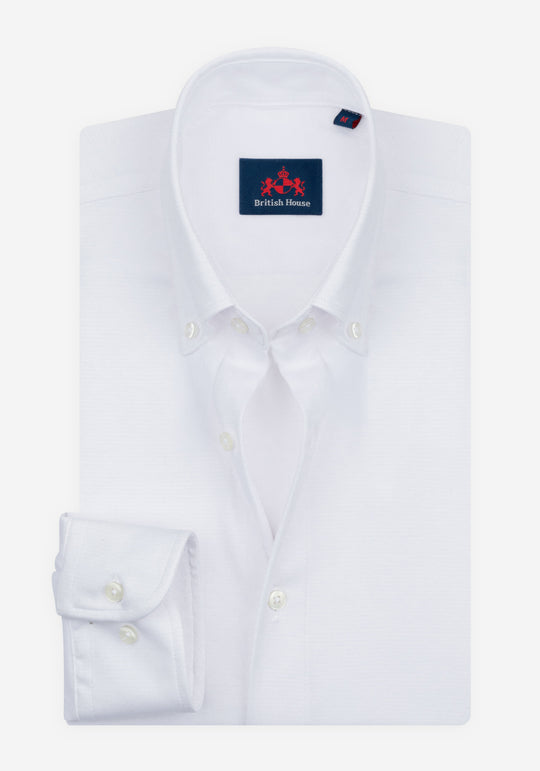 Pure White Knitted 4-Way Stretch Shirt