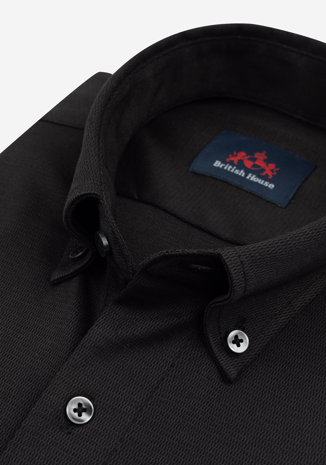 Ink Black Knitted 4-Way Stretch Shirt
