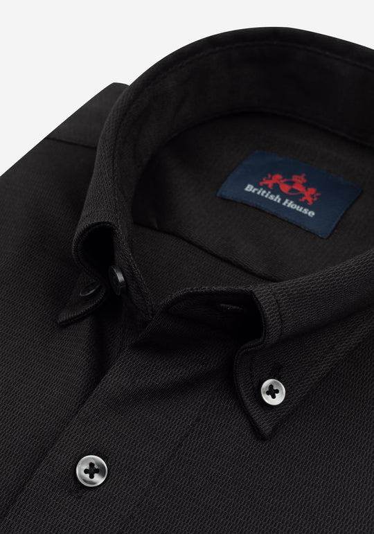Ink Black Knitted 4-Way Stretch Shirt