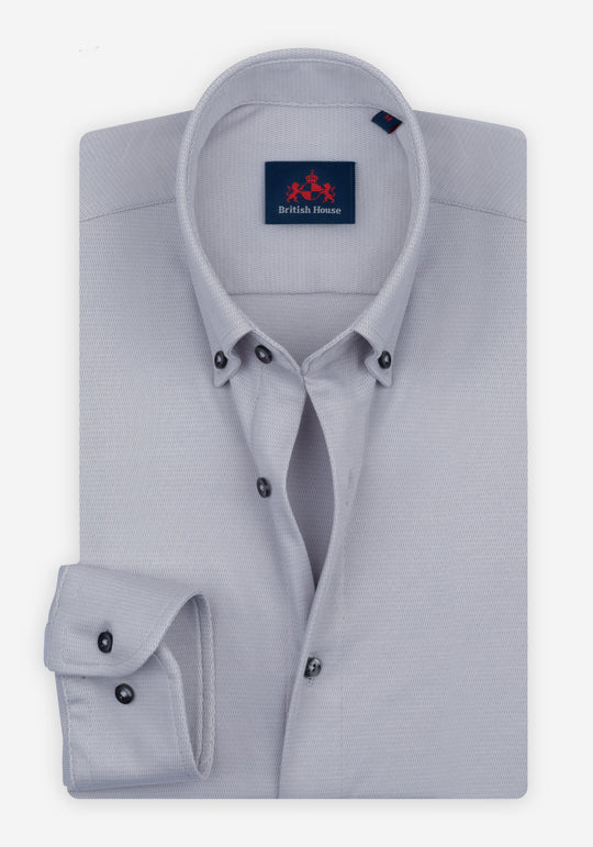 Lunar Grey Knitted 4-Way Stretch Shirt