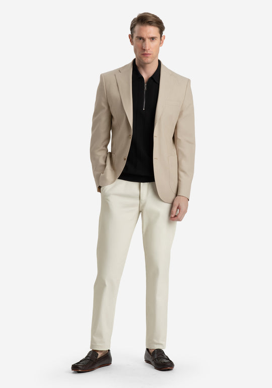 Contemporary Fit Velour Beige Ravello Blazer
