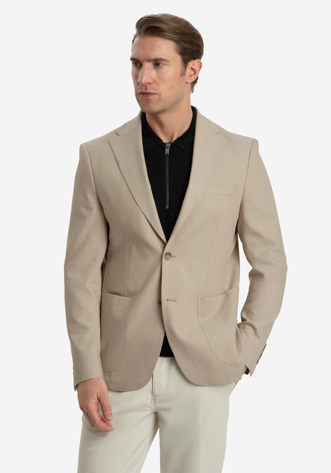 Contemporary Fit Velour Beige Ravello Blazer