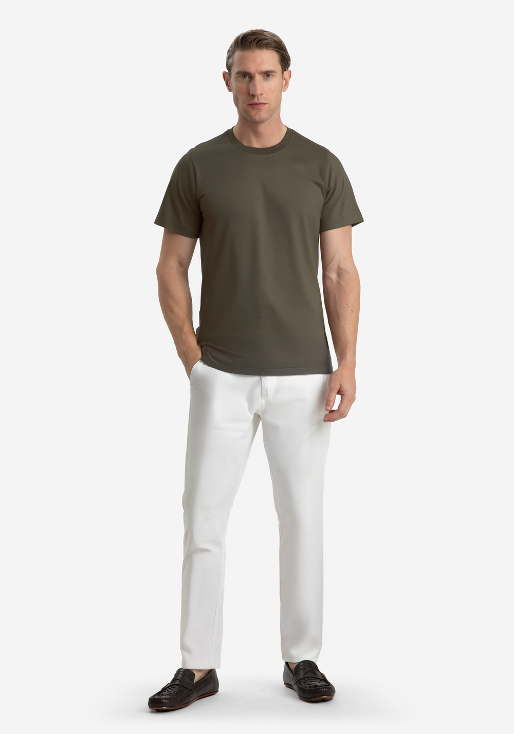 Smoked Olive Mercerized Interlock Jersey