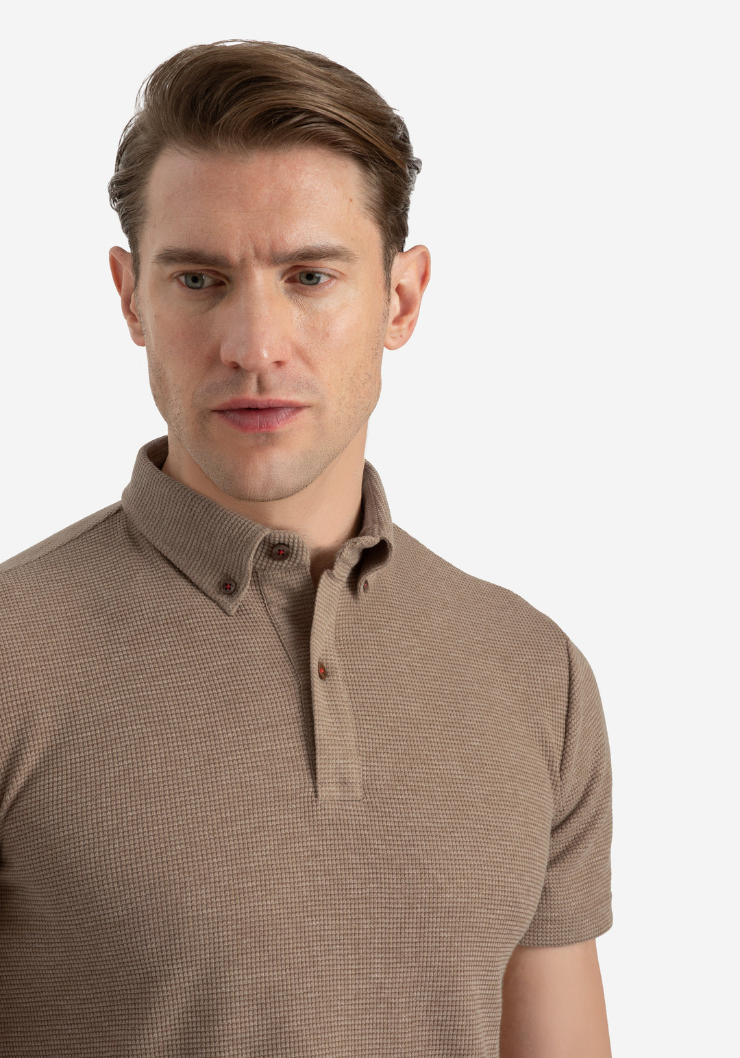 Desert Beige Waffle Polo Shirt