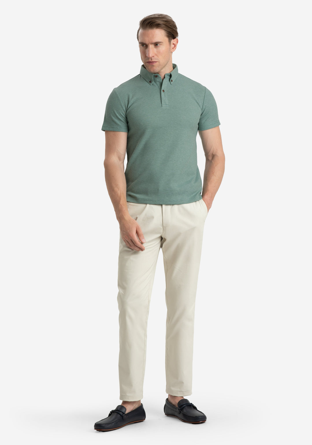 Vintage Mint Waffle Polo Shirt