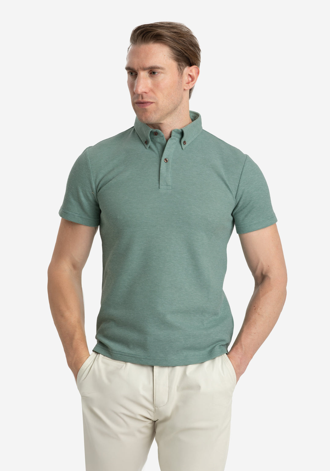 Vintage Mint Waffle Polo Shirt