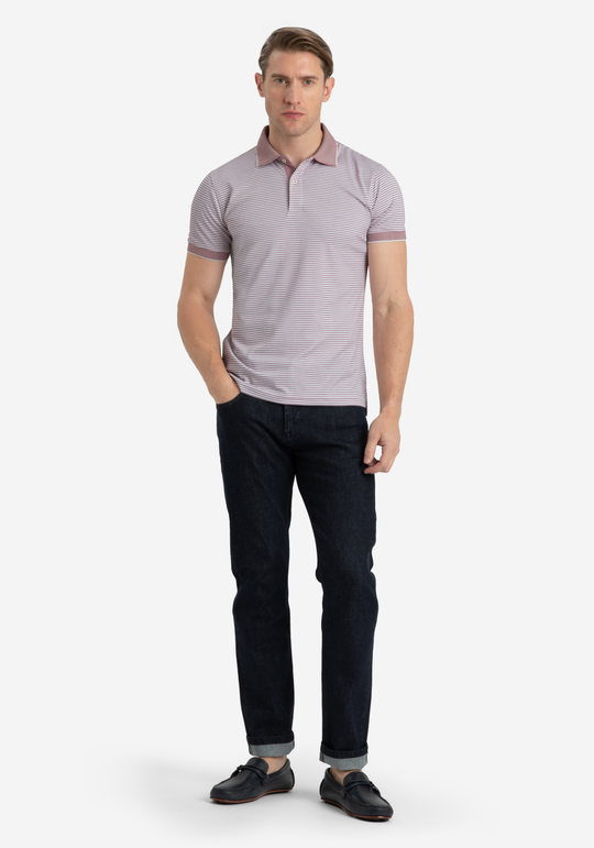 Ash Rose Stripe Cotton Polo Shirt