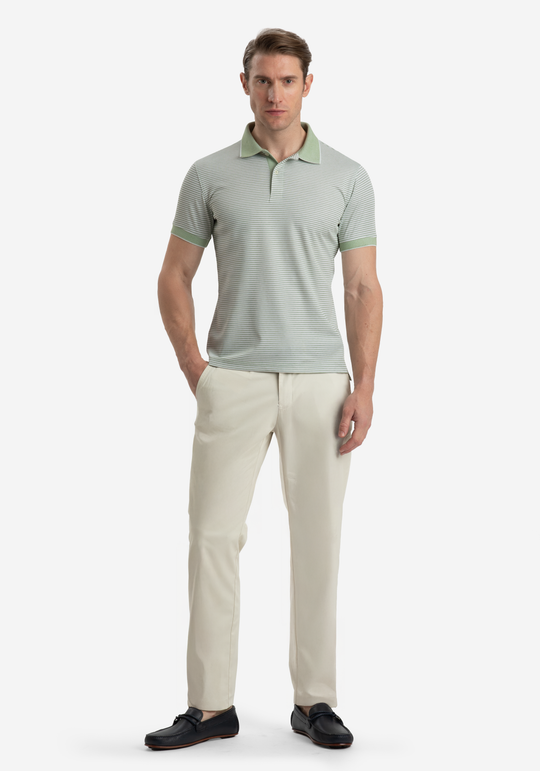 Bud Green Stripe Cotton Polo Shirt