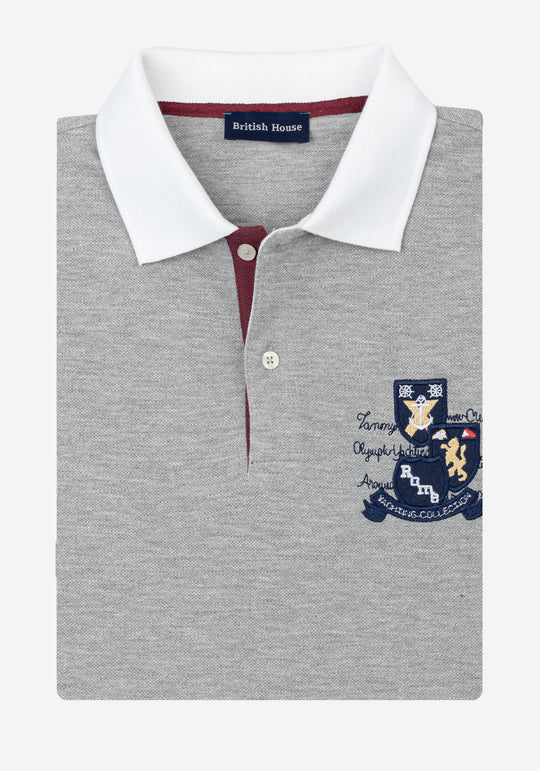 Soft Grey Cotton Polo Shirt