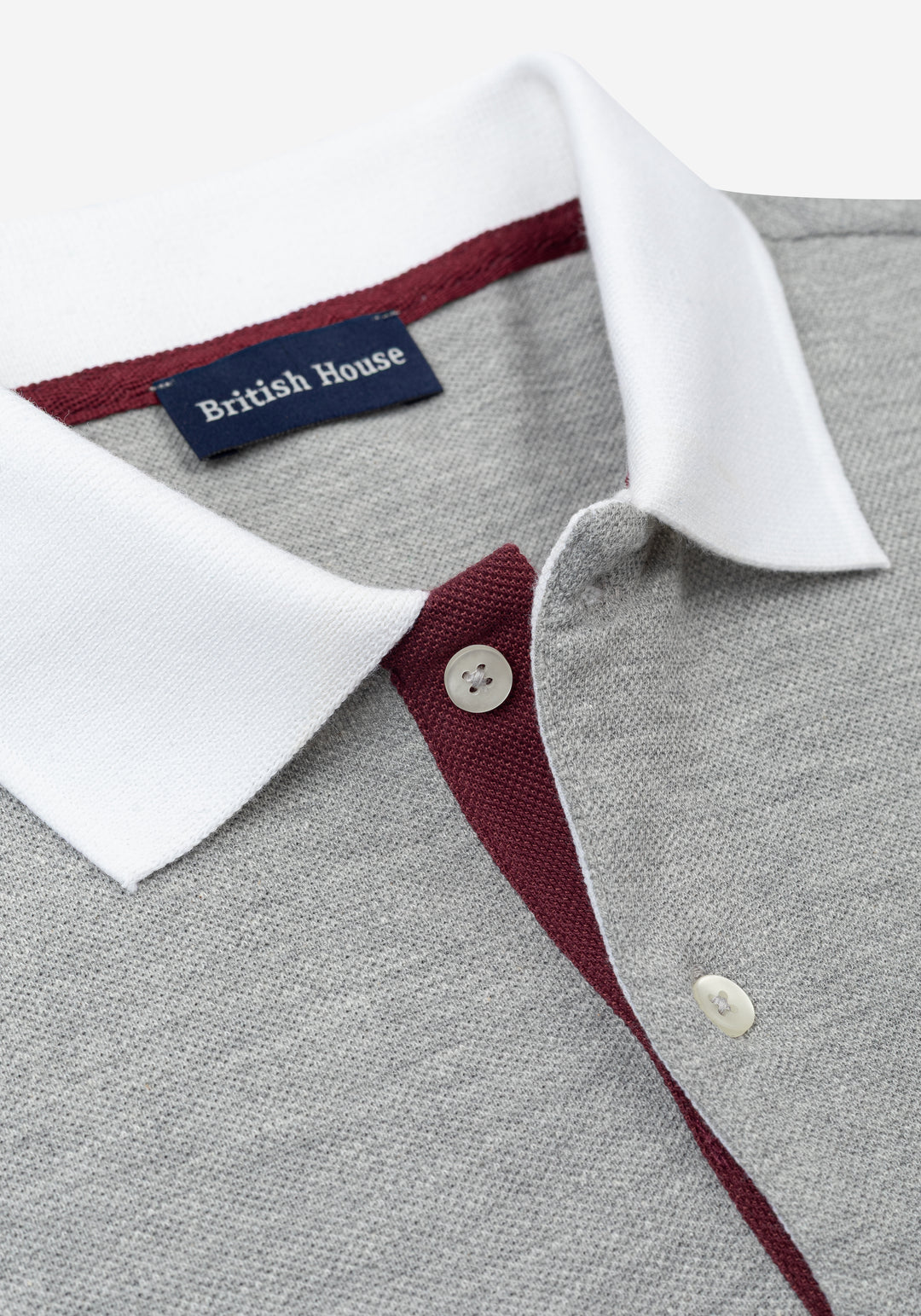 Soft Grey Cotton Polo Shirt
