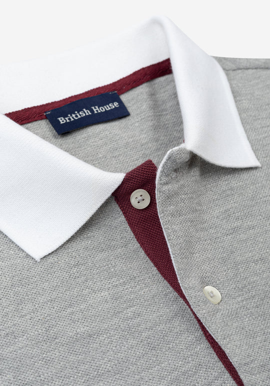 Soft Grey Cotton Polo Shirt