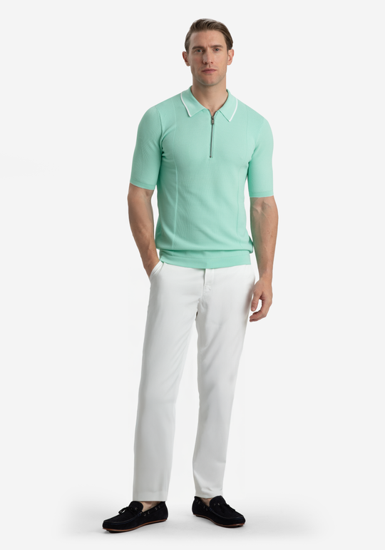 Coastal Mint Polyamide Knitted Polo Shirt
