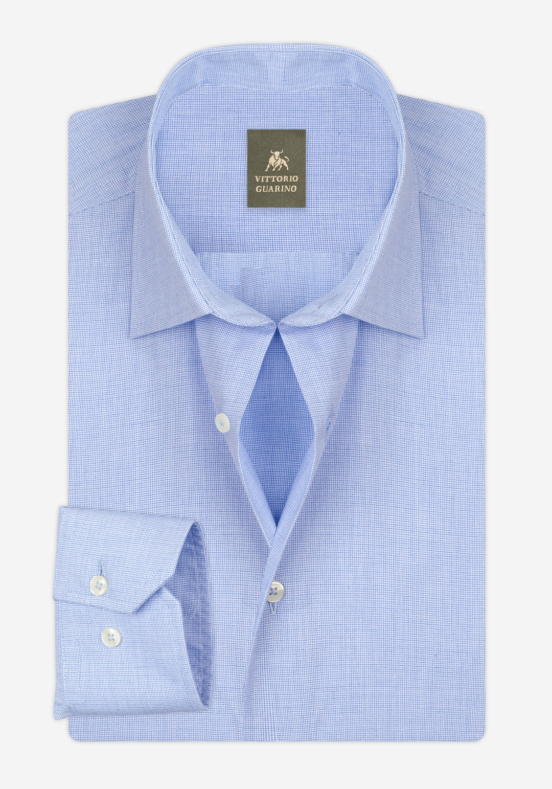 Soft Blue Checked Poplin Shirt
