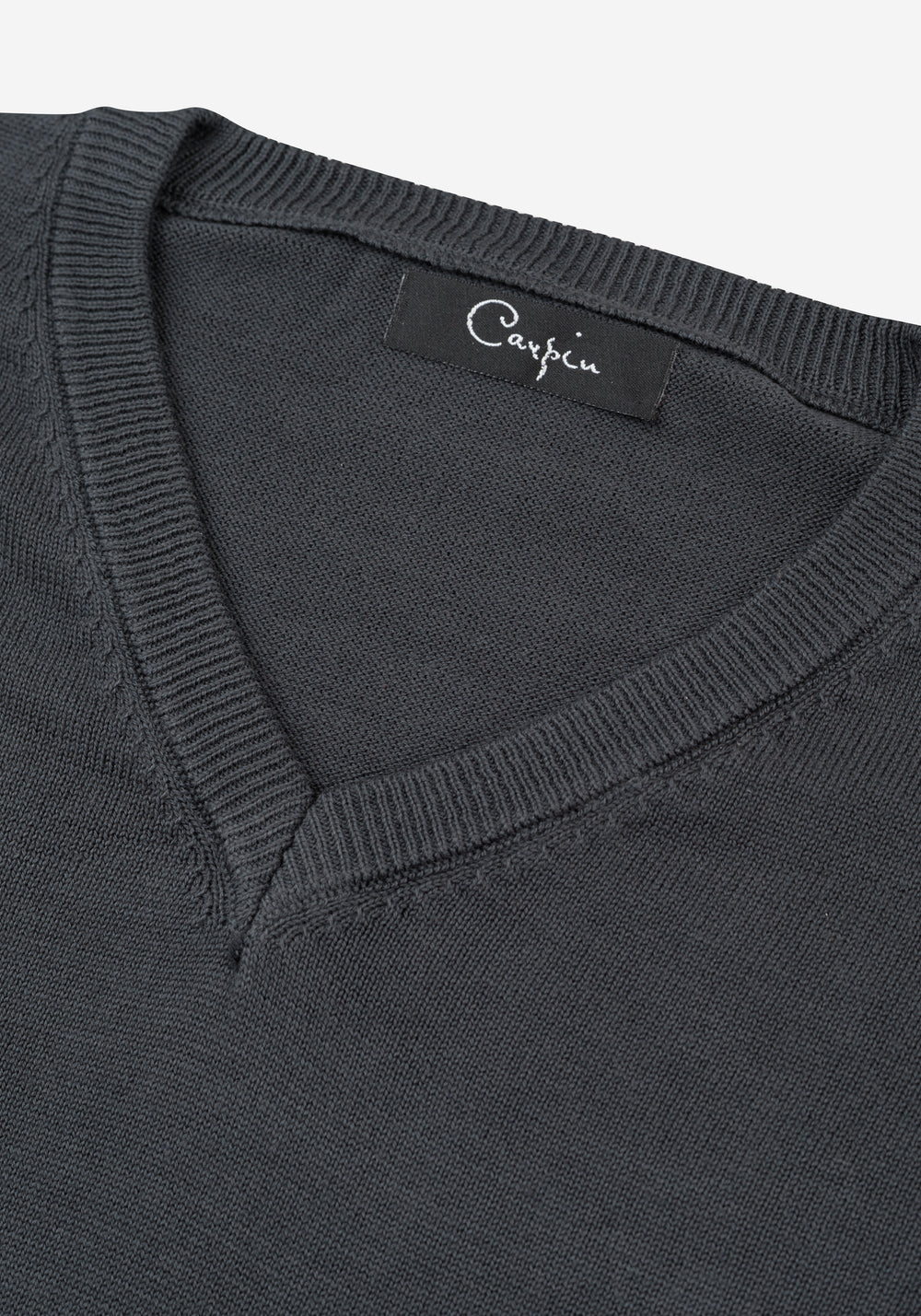 Dusk Gray Cotton V-Pullover