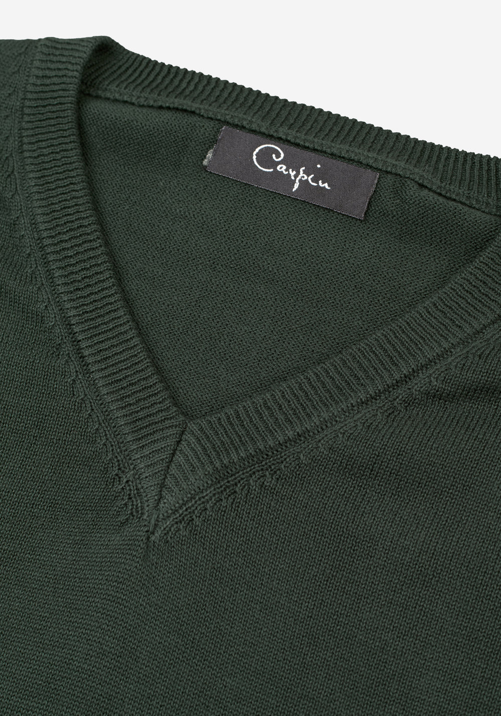 Smoky Olive Cotton V-Pullover
