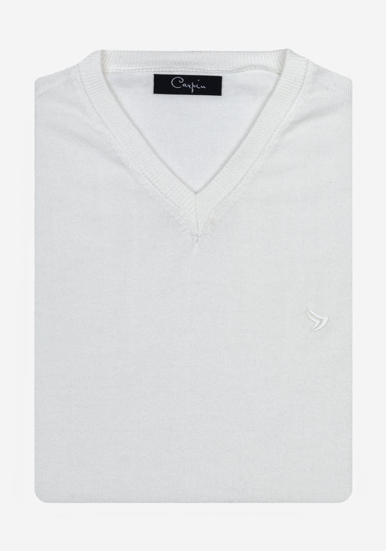 Angel White Cotton V-Pullover