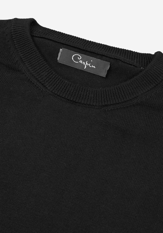 Nocturne Black Cotton Pullover